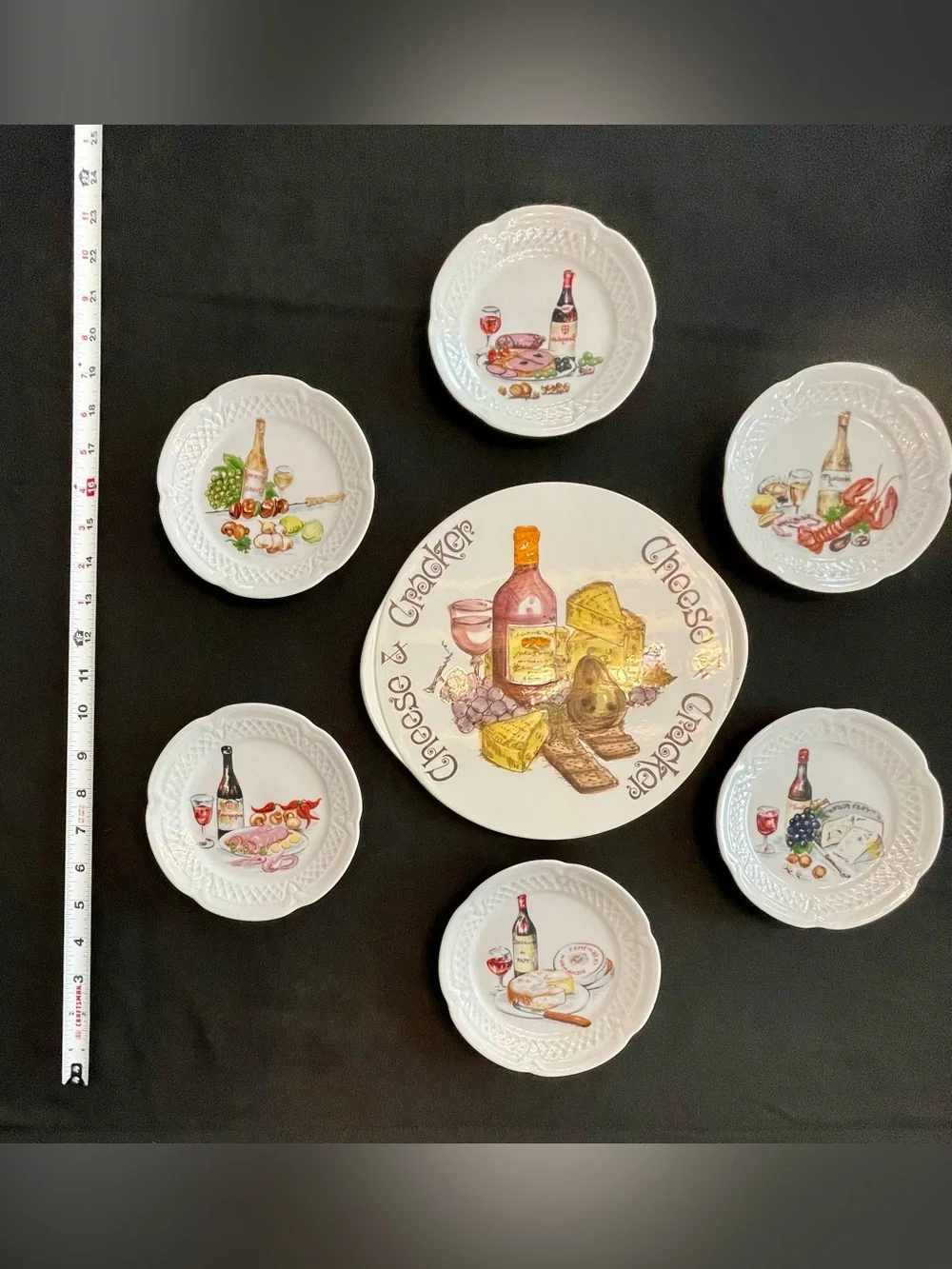 7 Piece VTG French Limoges & Shafford Wine & Cheese Plate Wall Gallery Bundle